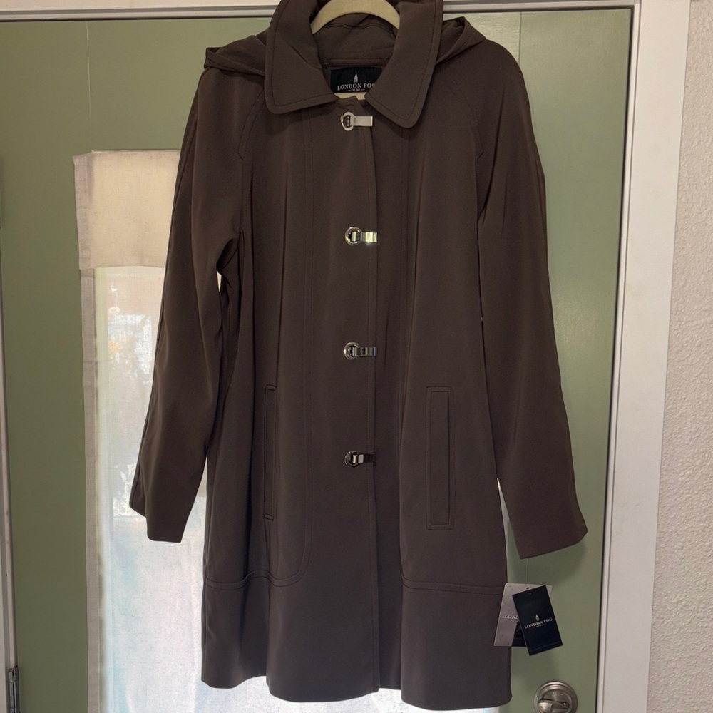 London Fog Brown Trench Coat with Hood